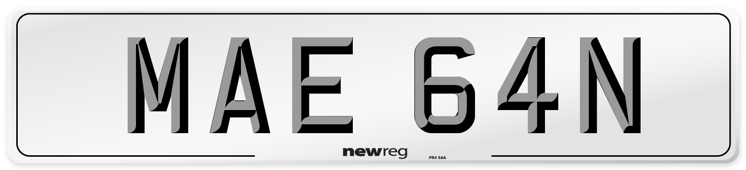 MAE 64N Number Plate from New Reg